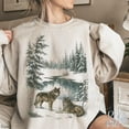 thumbnail image 5 of Vintage Wolves in Winter Forest Sweatshirt | Scenic Wildlife Graphic Pullover, 5 of 8