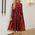 thumbnail image 2 of Ashirexll Wedding Guest Dresses for Women Fashion Flounce Solided Elegant Long Sleeve Round-Neck Formal Dresses for Women Red M, 2 of 8