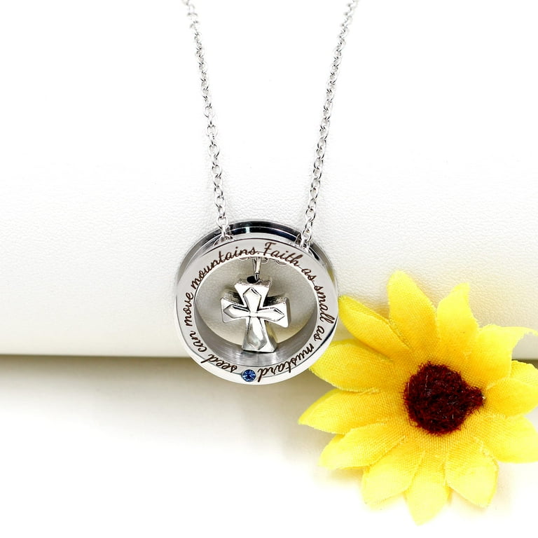 Inspirational Stainless Ring Pendant Faith Can Move Mountains