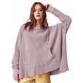 thumbnail image 1 of Sudadera con Capucha Extragrande para Mujer, Jersey con Mangas Murciélago y Cuello Redondo, Jersey con Diseño de Gofre Rosa Púrpura L, 1 of 9