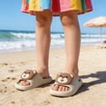 thumbnail image 2 of Kids Slippers Unisex Kids Solid Cartoon Bear Print Soft Sole Indoor Outdoor Beach Slides Slippers for Toddler Girls Boys Coffee 4 Years-4.5 Years, 2 of 7