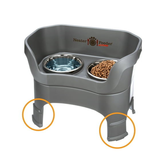 Neater Feeder Deluxe Elevated Mess-Proof Food & Water Bowls for Large Dogs, Gunmetal
