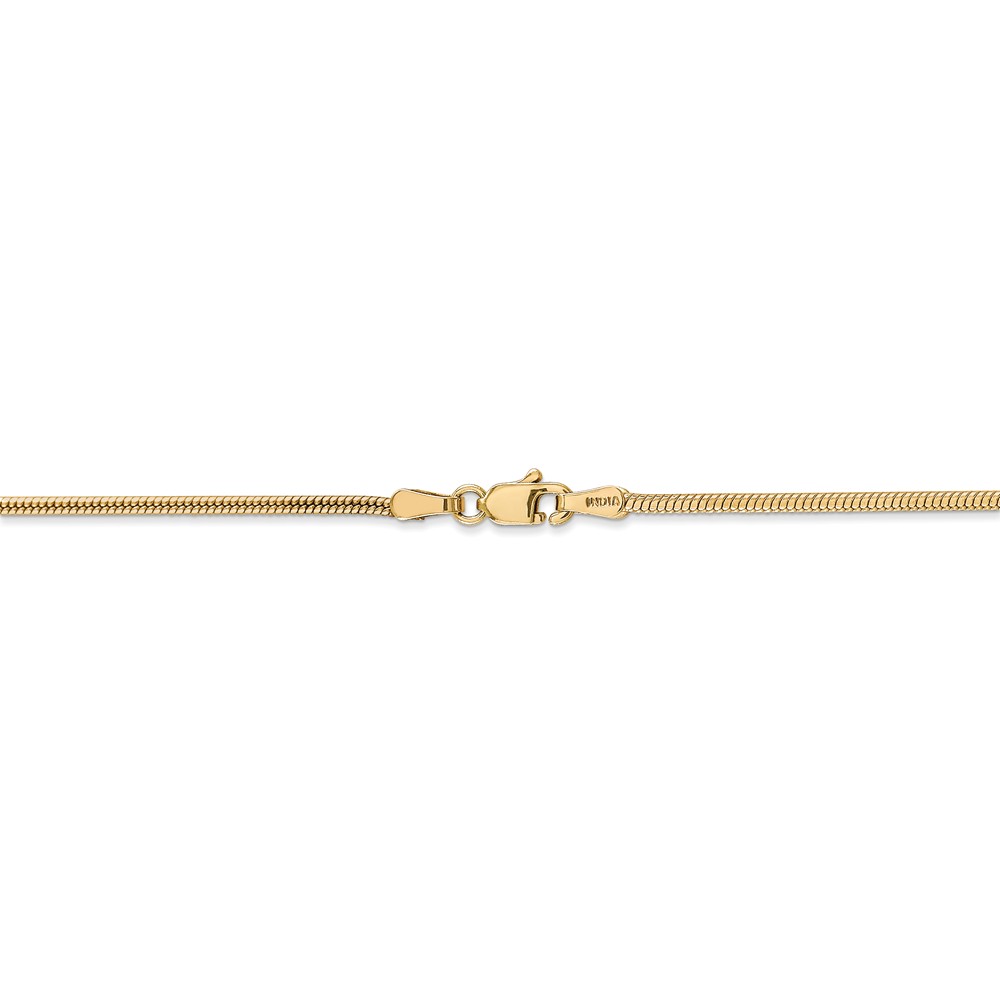 Solid 14k Yellow Gold 1.6mm Round Snake Chain Bracelet with Secure  Lobster Lock Clasp 7"