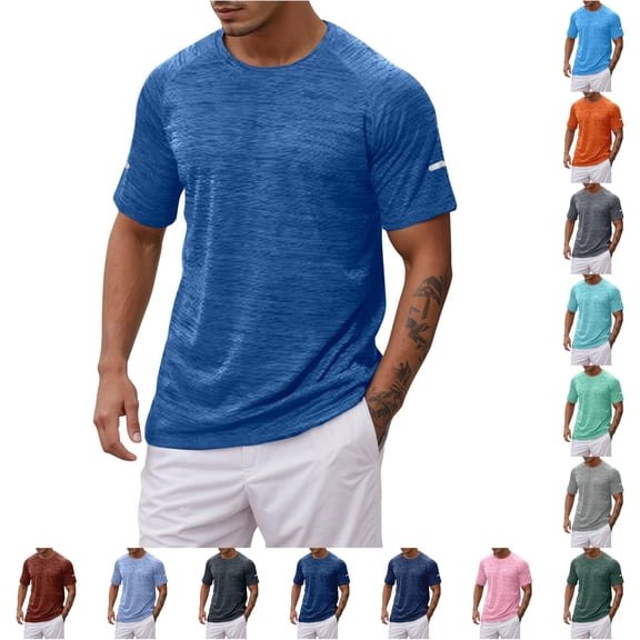 Men's Tee Shirts Short Sleeve Crew Neck T Shirts Quick Dry Men's Athletic Shirts & Tees