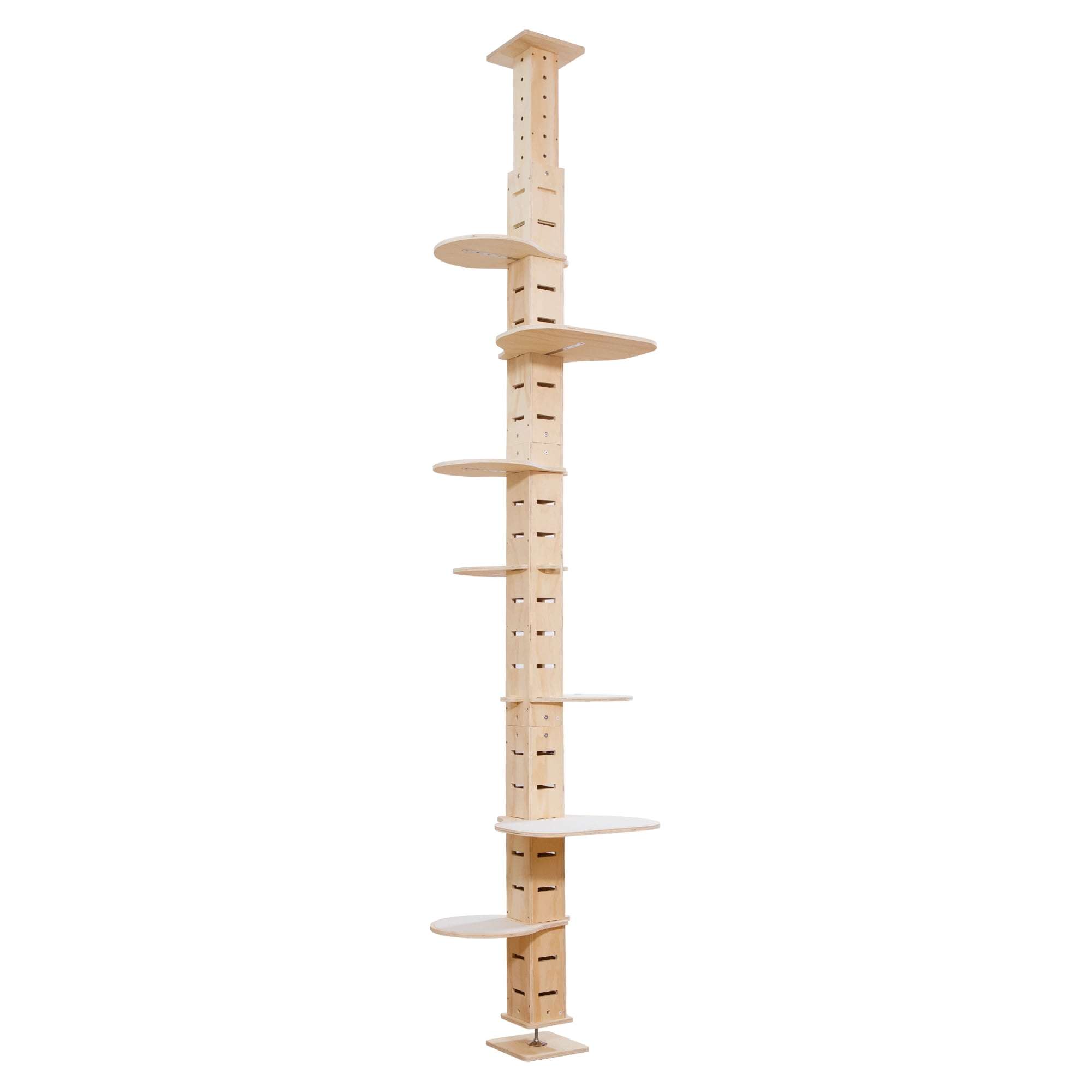 Pefilos Cat Tree Tower for Indoor Cats, Floor to Ceiling Cat Condo for Large Cats Tall Adjustable (98"-114"), Adult Cat Height Kitty Climbing Activity Center, Beige