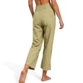 thumbnail image 5 of Wide Leg Capri Pants for Women High Waisted Cotton Linen Summer Pants Casual Drawstring Cropped Trousers with Pockets Khaki 2XL, 5 of 5