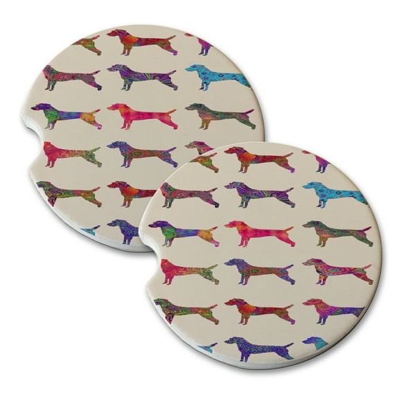KuzmarK Sandstone Car Drink Coaster (set of 2) - Jack Russell Dog