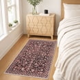 thumbnail image 3 of GLATTICE Throw Rug with Rubber Backing Washable 2x3 Small Area Rugs Non Slip Floral Super Soft Kitchen Rugs Indoor Door Mat Thin Print Faux Wool Carpet for Entryway Entrance Office, Deep Burgundy, 3 of 7