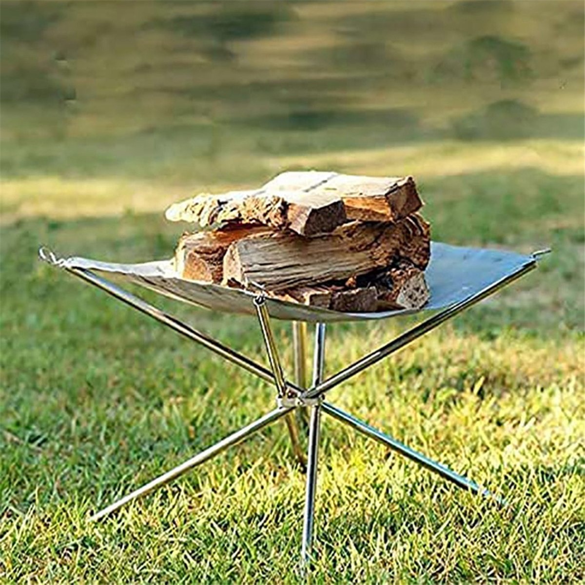 Portable Outdoor Fire Pit Upgraded Camping Fire Pit Foldable Mesh Fire Pits for Camping, Campfire with Carrying Bag