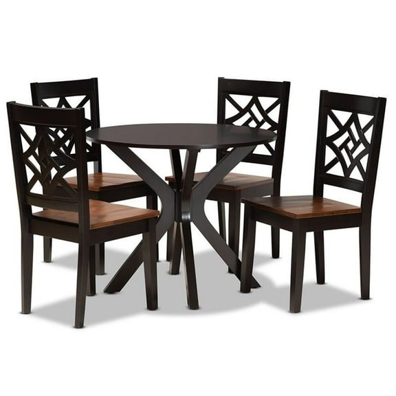 Bowery Hill Brown and Walnut Brown Finished Wood 5-Piece Dining Set