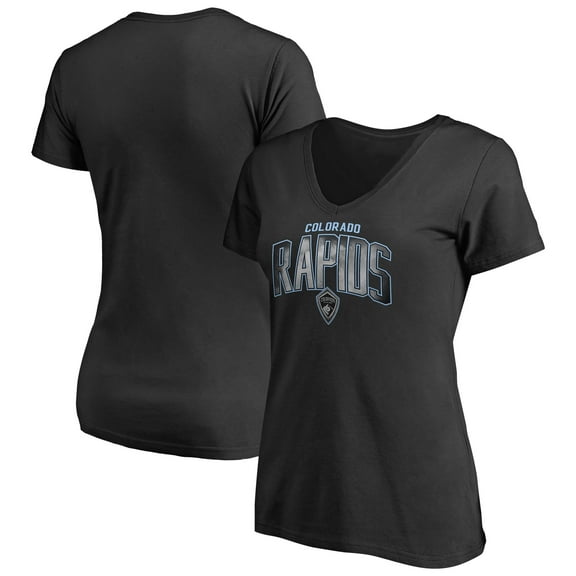 Women's Black Colorado Rapids Arch Smoke V-Neck T-Shirt