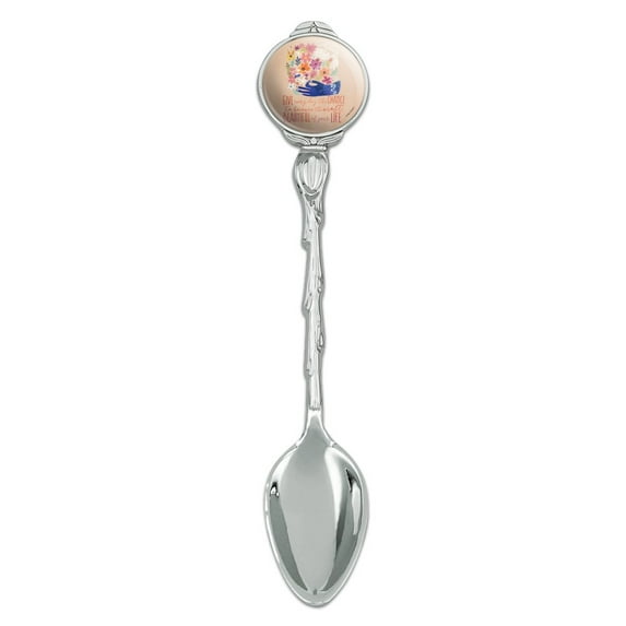 Give Everyday Beautiful Life Flowers Bird Novelty Collectible Demitasse Tea Coffee Spoon