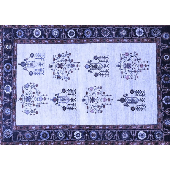Ahgly Company Machine Washable Indoor Rectangle Persian Blue Traditional Area Rugs, 2' x 5'
