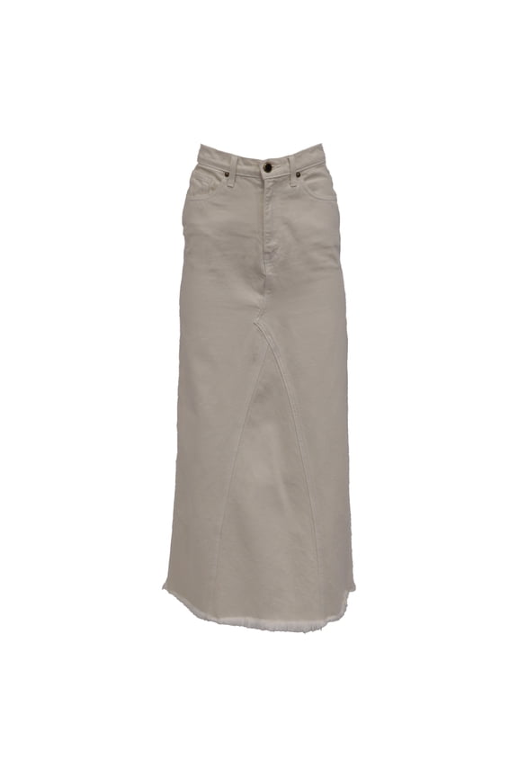 Pre-Owned Khaite Raw-Edge Trim Midi Length Skirt in White Denim
