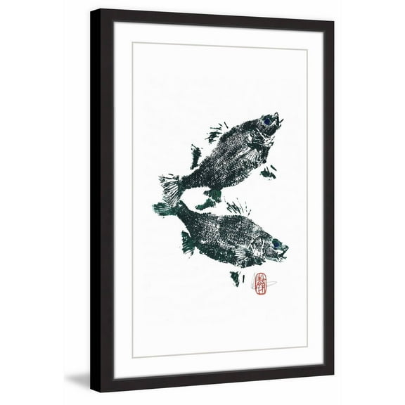 "Fish Reflection" Framed Painting Print
