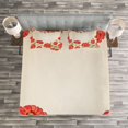 thumbnail image 3 of Ambesonne Floral Quilted Bedspread Set 3 Pcs, Card with Poppy Flowers, King Size, Red and Beige, 3 of 3