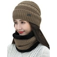thumbnail image 3 of Sinhoon Womens Winter Knitted Fleece Beanie Earflap Scarf Neck Warmer Sets Ladies Bomber Crochet Slouchy Caps Casual Skateboard Ski Hats Outdoor Warm Cap, 3 of 3