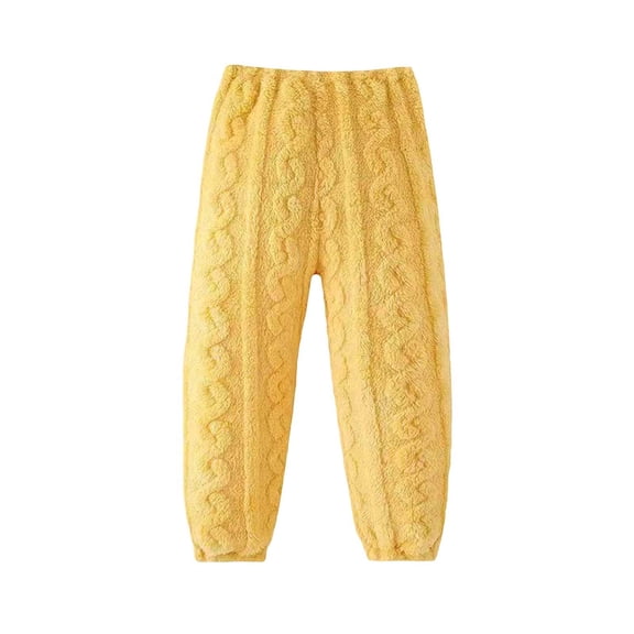 xaoyunyn Girls Sleep Pants Casual Comfy Elastic Waisted Fuzzy Pants Winter Warm Homewear 2-11 Years