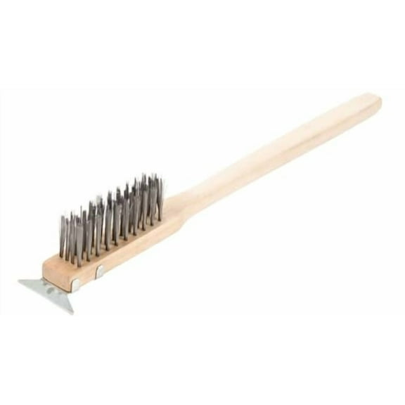 Soro Essentials- 20” Heavy Duty Broiler Brush with Steel Scraper and Wooden Handle- Wire Brush BBQ Grill Brush for Grill Grate Cleaner Grill Accessories for Charcoal Grill