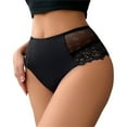 thumbnail image 7 of Bigersell Womens Plus Size Lace Panties Comfortable Breathable Mesh Lace High Waisted Seamless Underwear Women's Full-Coverage Lace Briefs Underpants Black XL, 7 of 7