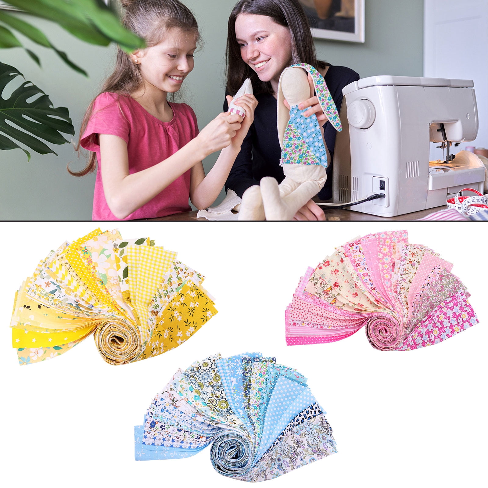 120Pcs Cotton Quilting Fabric Soft Colorful Printed Sewing Fabric Multipurpose Pre Cut Strips for DIY Handmade Crafting,6.5*50cm
