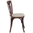 thumbnail image 4 of BizChair 2 Pk. Stackable Mahogany Wood Cross Back Chair with Cushion, 4 of 7