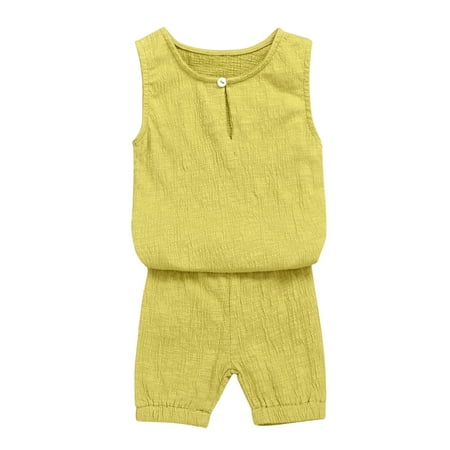 

Baby Girls Boys Sleeveless Solid Tops+Short Pants Set Casual Clothes For 2-3 Years