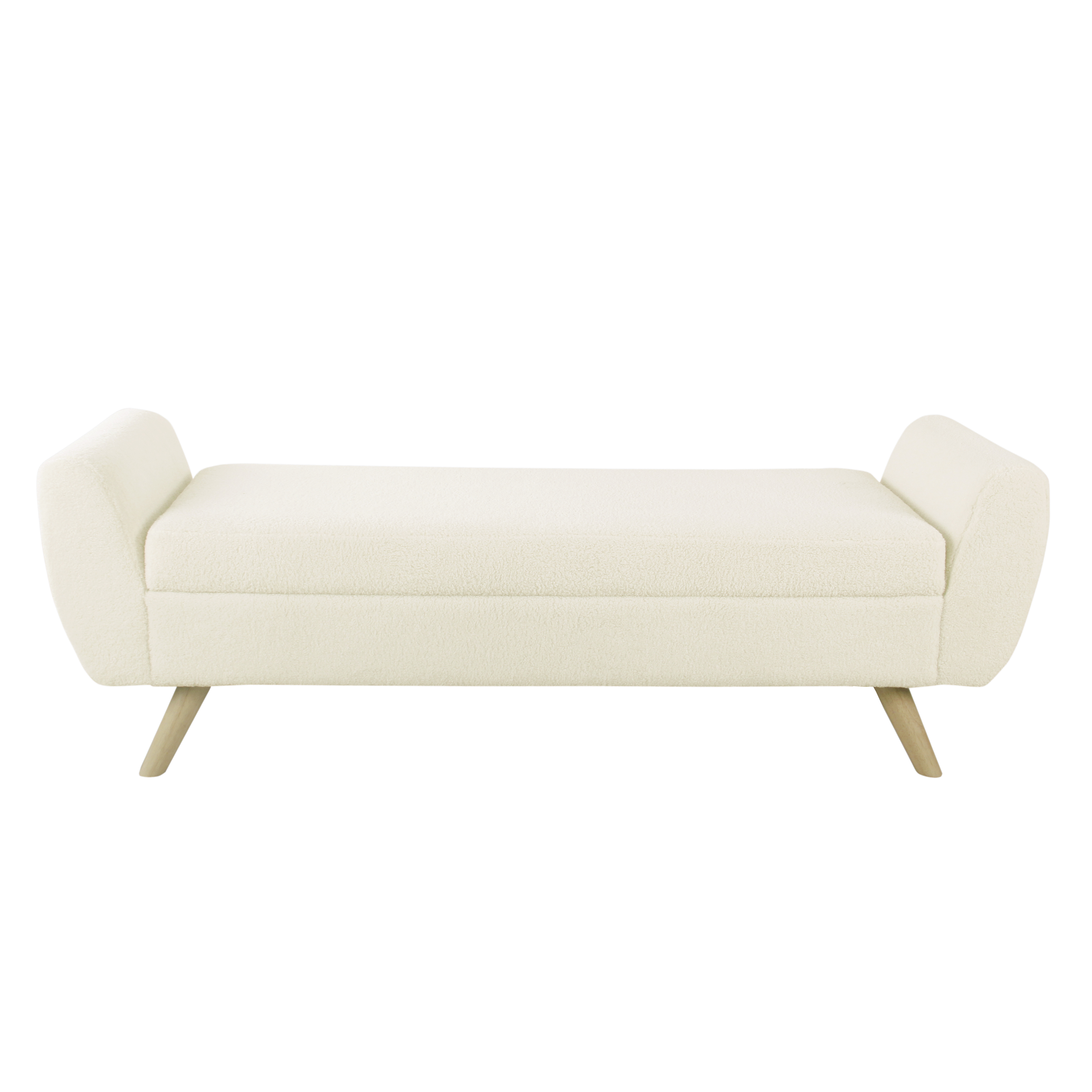 Natural Lines Modern Sherpa Storage Bench with Wood Legs - Cream