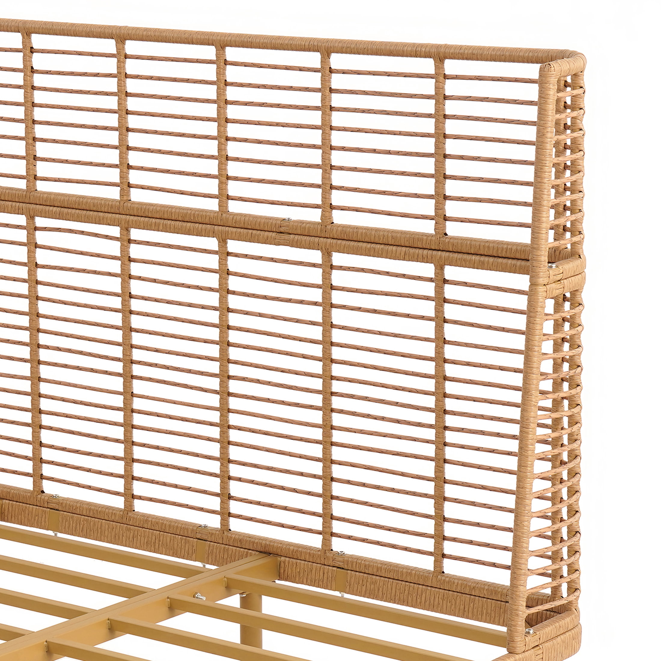 Christopher Knight Home King Size PE Wicker Bed Frame, Wingback, Metal Support, No Box Spring, Natural