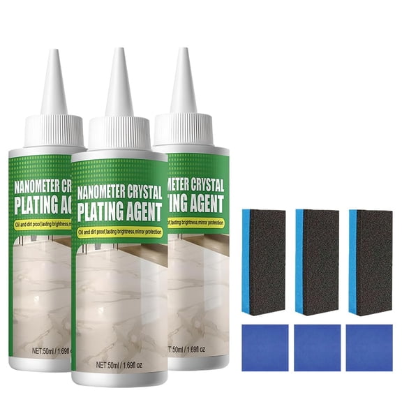 Nano Crystal Coating Agent For Tile & Furniture, 2026 New Granite Countertop Cleaner and Sealer with Protection, Quartz Marble Stone Polish Cleaner for Permanent Hold & Shine Effect Fast Drying (3Pc)