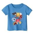 thumbnail image 1 of FhsagQ Mode Décontractée Imprimée pour Garçon et Fille, Col Rond, Manches Courtes, T-Shirt Ample, Printemps, 6T, Bleu Pâques 1-2 Ans, 1 of 3