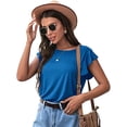 thumbnail image 3 of MOSHU Casual Summer T-Shirts for Women Ruffle Sleeve Womens Tops Round Neck Tunic Blouses, 3 of 8
