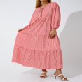 thumbnail image 2 of PENGXIANG Robe Maxi à Manches Courtes Bouffantes Col en V Été Boho Imprimé Floral Robe Smockée Évasée Violet Foncé TTG, 2 of 8