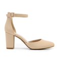 thumbnail image 2 of BURUDANI Women's Closed Toe Chunky Heels Ankle Strap Low Block Heels Round Toe Dress Bridal Wedding Pumps Shoes, 2 of 6