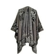 thumbnail image 2 of Tao Tao Unisex Women's Shawls Wraps Winter Open Front Poncho Cape Oversized Cardigan Sweater Gray Free Size, 2 of 3