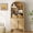 Oak, variant on 71” Tall Arched Bookshelf, Modern 5 Tier Bookcase with Cabinet, Wooden Display Cabinet with Doors and Adjustable Shelves, Versatile Bookshelf for Living Room, Study, Office