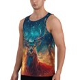 thumbnail image 2 of Fotbe Celestial Stag Cosmic Glow Pattern Men's Quick Dry Workout Tank Top Gym Muscle Tee Fitness Bodybuilding Sleeveless T Shirt Breathable Workout Shirt-4X-Large, 2 of 9