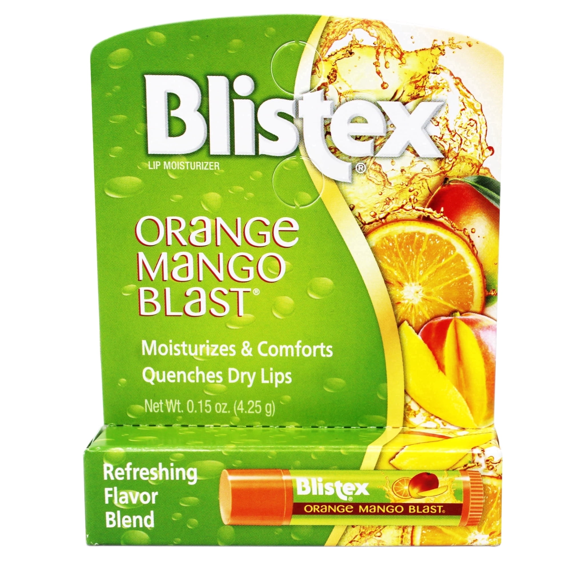Blistex Orange Mango Blast Lip Balm with Vitamins C & E, Moisturizes & Comforts, 0.15 OZ