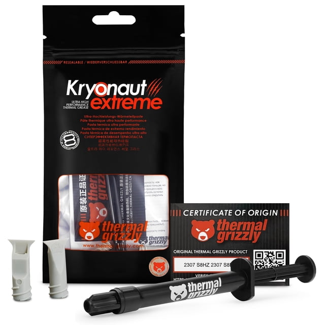 Thermal Grizzly Kryonaut Extreme Pasta Térmica de Alto Rendimiento, 2g 14.2 W m/k 200 a - 350 ºC