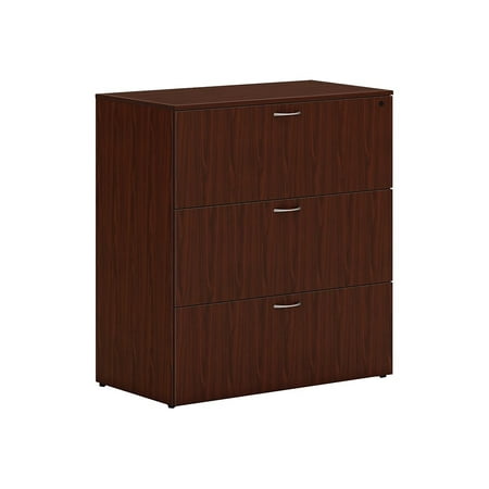 HON Mod 3-Drawer Lat File Cab Locking Let/Leg Traditional Mahogany 36 LLF3620L3LT1