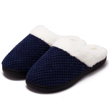 

Woungzha Men s Memory Foam Slippers Wool-Like Plush Fleece Lined House Shoes for Indoor & Outdoor