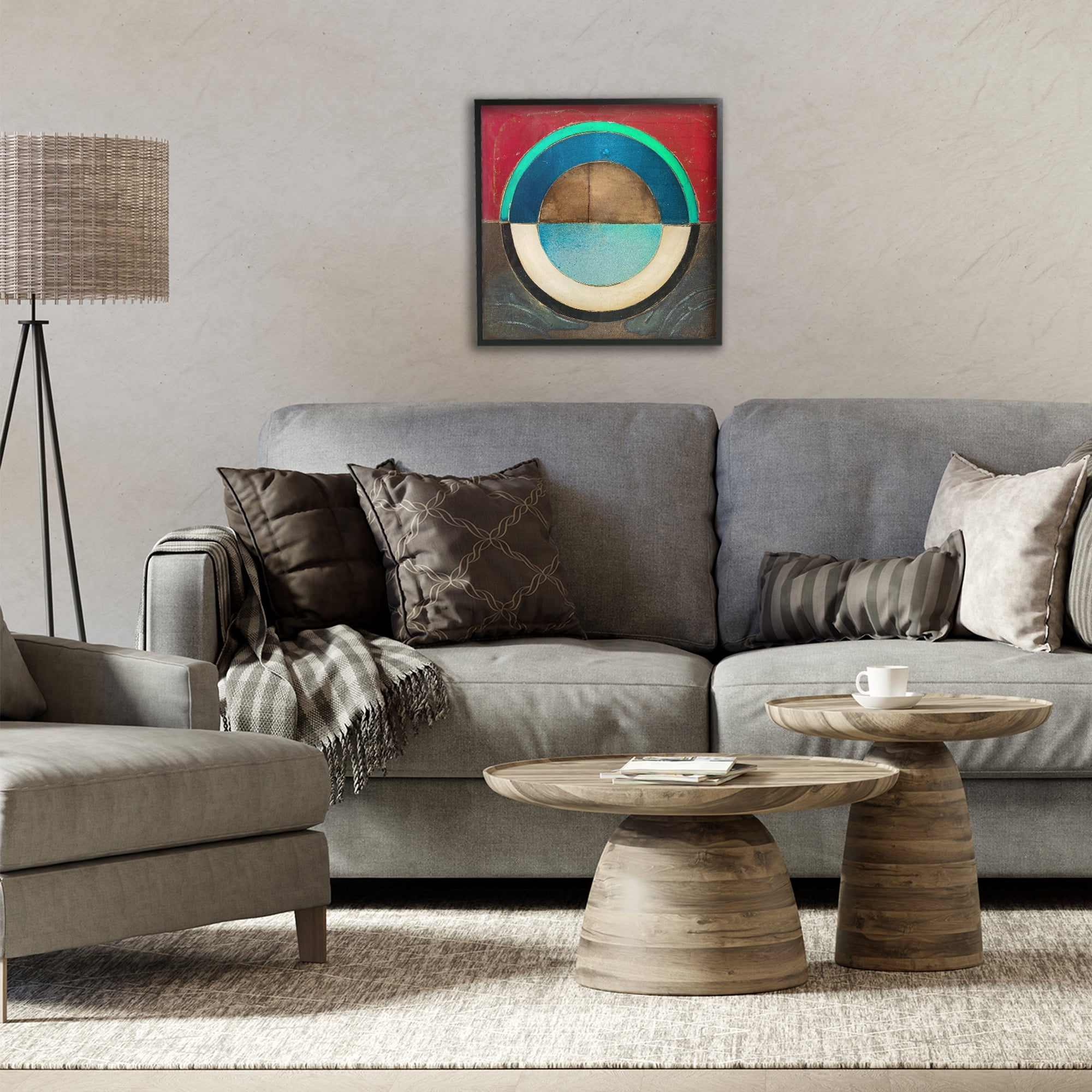 Stupell Industries Round Distressed Circle Black Framed Giclee Art, design by Matthew Finger