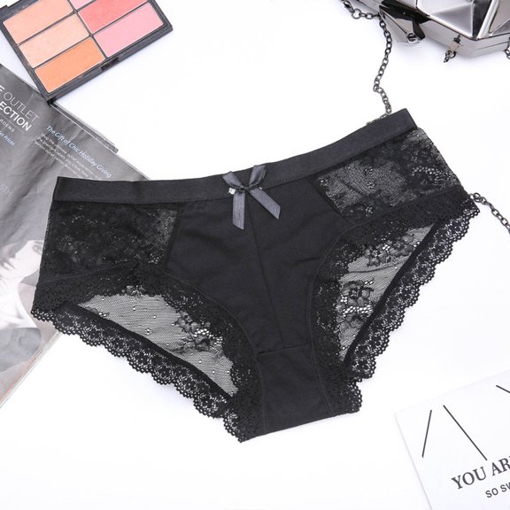 FASHOFT Cotton Underwear for Women Lace Stretchy High Waisted Ladies Panties Breathable Briefs Black L