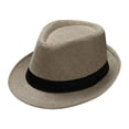 thumbnail image 3 of Woshilaocai Mens Classic Fedora Wide Brim Panama Dress Hat,Beige,One Size, 3 of 3
