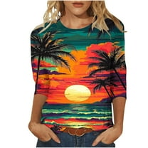 Youyipin Zeagoo Womens Round Neck Blouse Rolled Cuffed Short Sleeve Shirts Casual Work Blouse Summer Hawaiian Outfits Spring Tops For Women