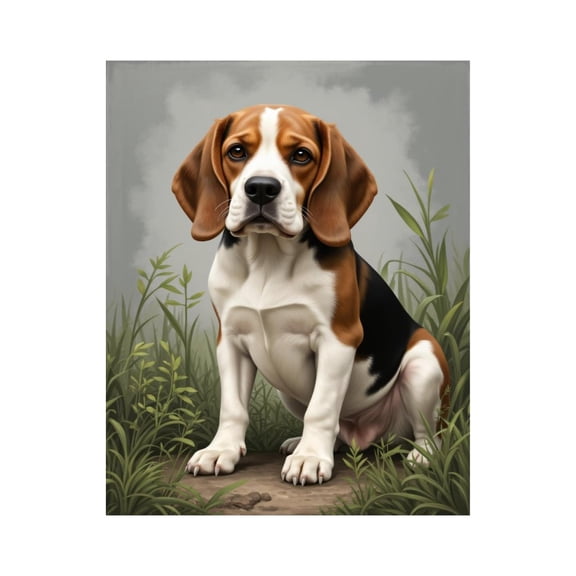 Paint by Numbers Kit for Adults, Dog Sitting Grass Beagle Portrait Paint by Numbers, Easy Paint by Numbers Kit for Adults Beginner, DIY Adult Paint by Number Kits on Canvas, 12x16in Home Decor