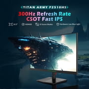 TITAN ARMY P2510HS 24.5 300Hz Gaming Monitor, Vivid Color Display, Fast IPS, 1ms, HDR400, FreeSync, FHD 1080P Tilt Adjustability for Esports, Black
