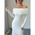 thumbnail image 6 of Women'S Long Sleeve Off the Shoulder Bodycon Dress Elegant Maxi Dress Cocktail Prom Dresses White XXL, 6 of 7