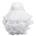 thumbnail image 2 of Female Children Summer Short Sleeve Ruffled Lace Round-Neck Embroidery Mesh Princess Bow Skirt Vestido de chicas, 2 of 6