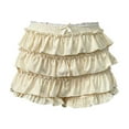 thumbnail image 4 of MIXUE Womens Skirts Solid Color Layered Ruffled Lace Shorts Sexy Skater Summer Fashion Mini Skirt Streetwear,Yellow,L, 4 of 4